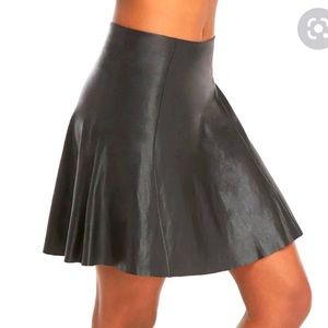 Spanx by Sara Blakely faux leather raw edge skater skirt